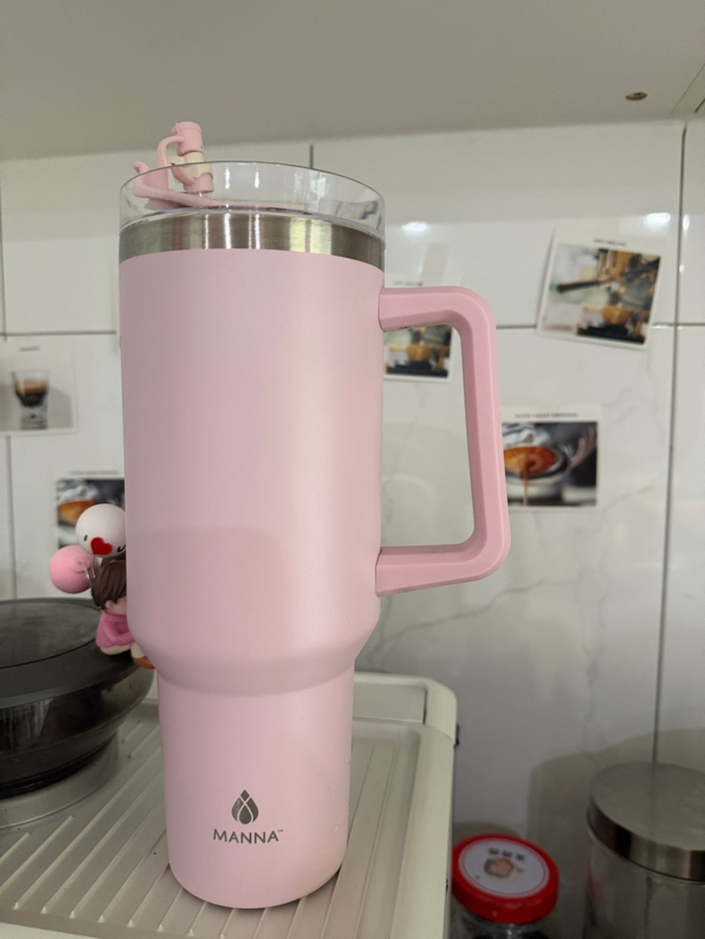 Anna Pink Insulated Travel Mug with Handle